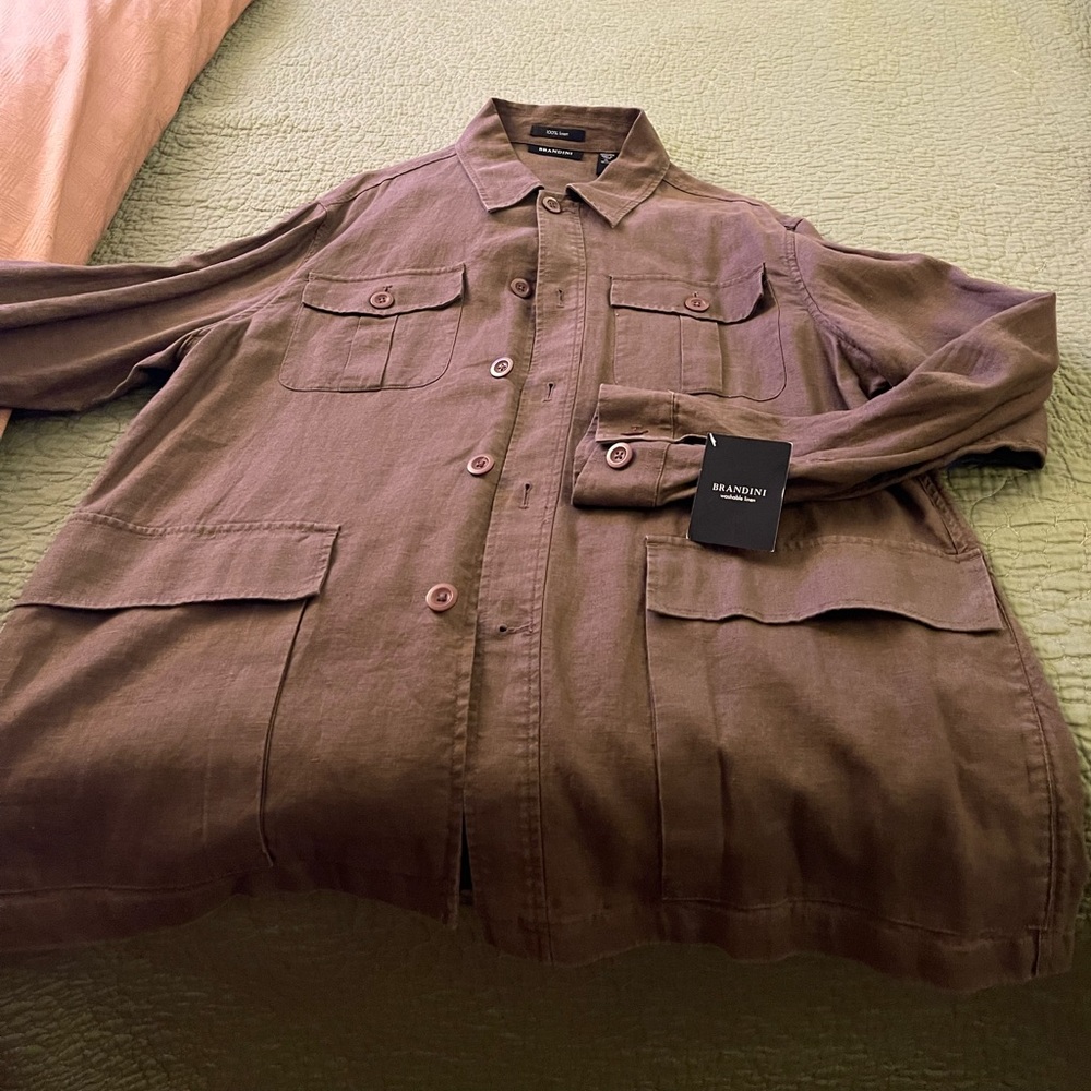 Brown linen walking jacket. NWT- 100% linen